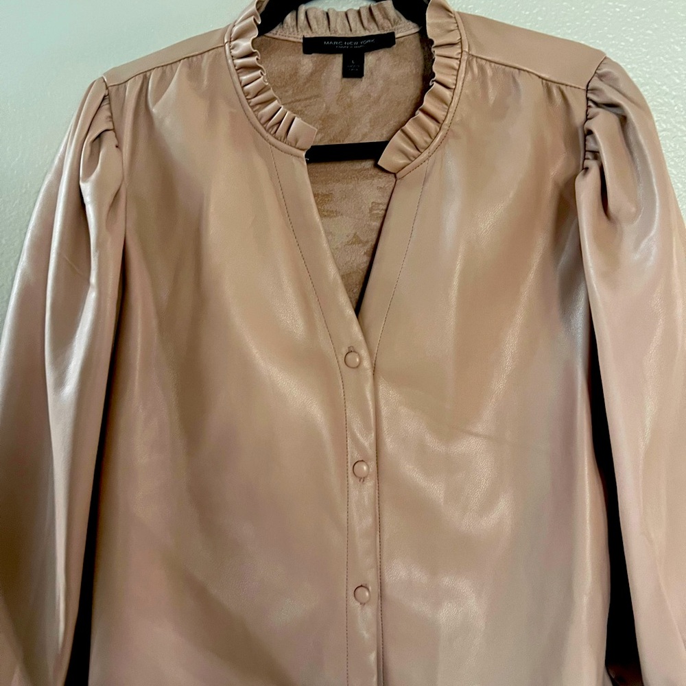 Marc New York Blush Faux Leather Top